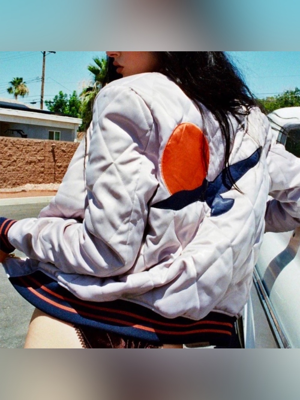 Classic Rock Couture Silver Wings Satin Bomber Jacket